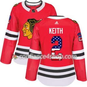 Adidas Maillot de Hockey Chicago Blackhawks Duncan Keith 2 2017-2018 Rouge USA Flag Fashion Authentic - Femme